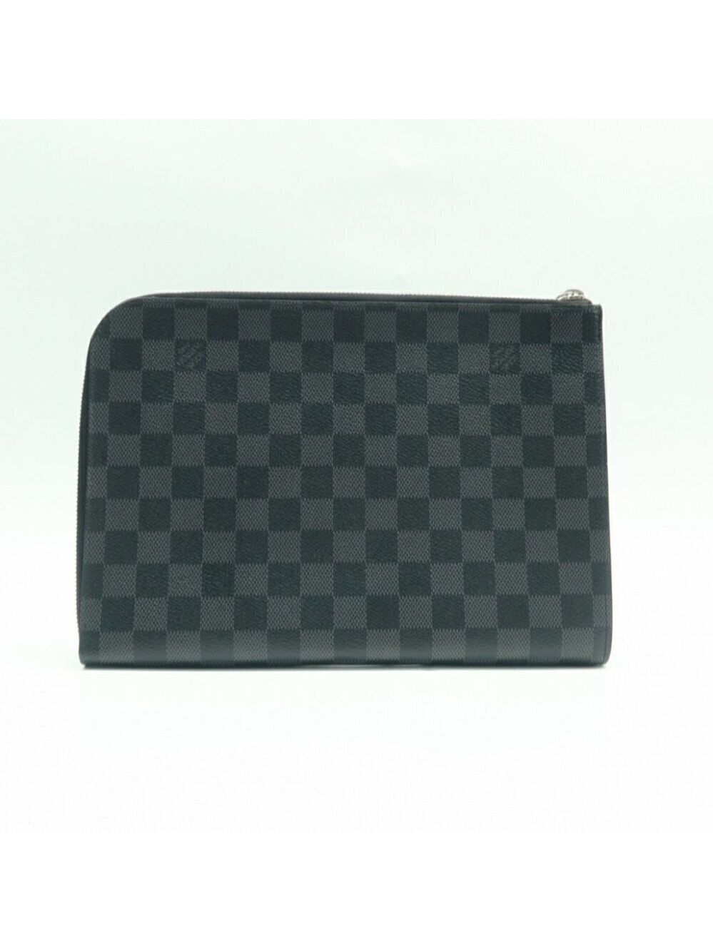 100% Authentic Louis Vuitton Voyage Black Leather Clutch Bag 444-012624